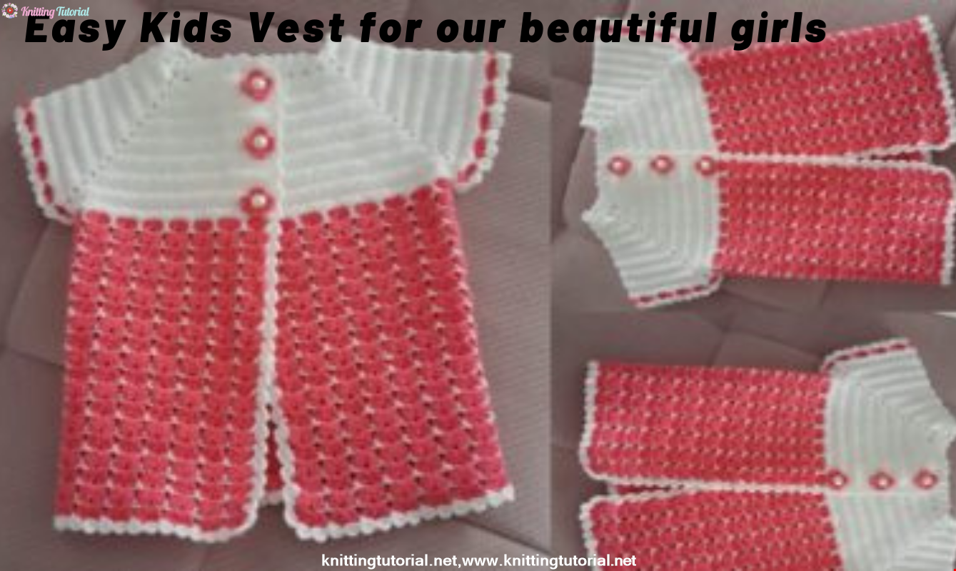 Easy Crochet Kids Vest Recipe With 2 Colors To Start With The Collar. 2 .3 years